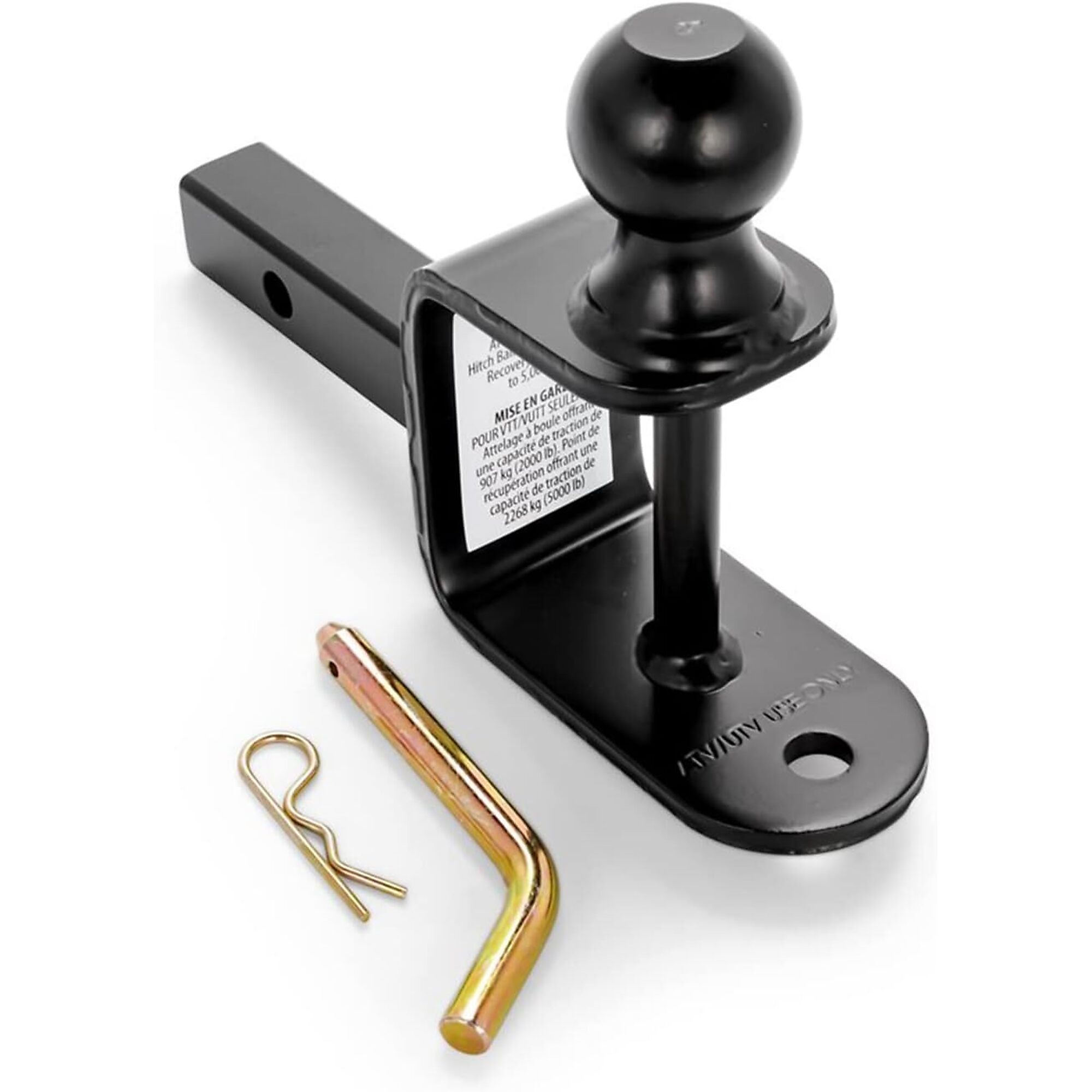 Black Boar ATV/UTV Multi-Hitch Ball Mount with 2-Inch Hitch Ball & 1-1/4-Inch Shank, Heavy-Duty Towing Attachment for ATV & UTV Trailers, Boats & Equipment, Model# 66024